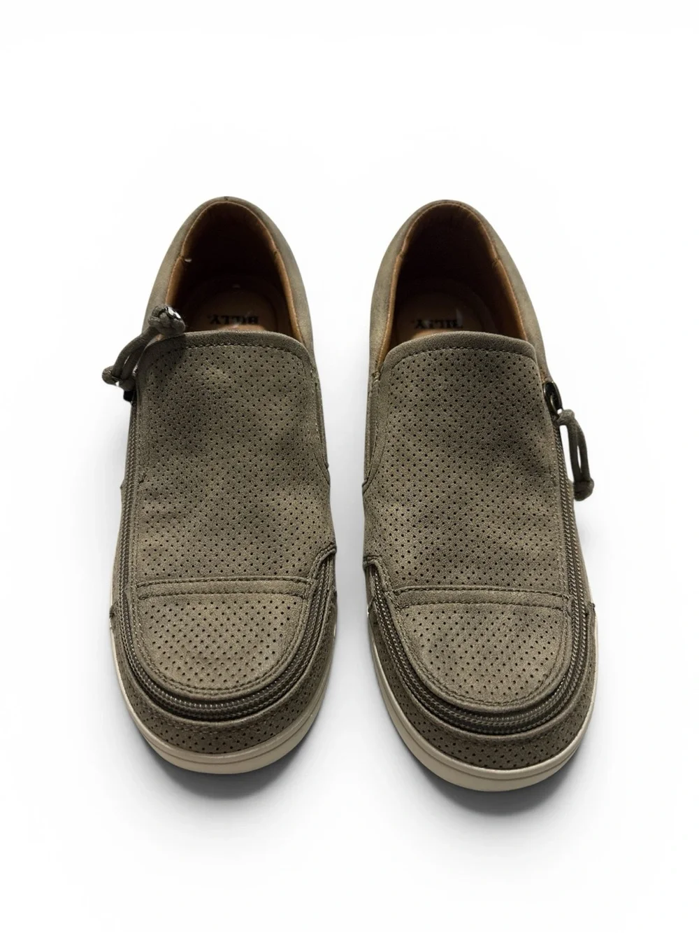 Billy Footwear Women's Taupe Perforated Slip-On Comfort Shoes with Zipper
